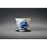 A Chinese blue and white wine cup, Kangxi