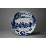 A Chinese blue and white dish, 18th century