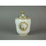 Caughley polychrome tea canister and cover, circa 1792-94