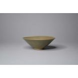 A Chinese Longquan celadon conical bowl