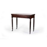 A Regency mahogany and rosewood, brass inlaid, tea table