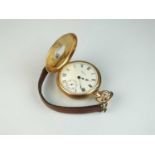 A Gentleman's 9ct gold Waltham half hunter pocket watch