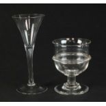 Early 19th-century glass goblet and a Victorian wine glass