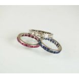 Three stone set eternity rings