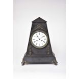A 19th century, Egyptian style, black slate mantel clock