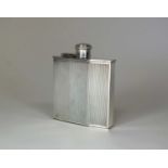 An Art Deco silver hip flask