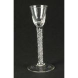 A tall air-twist cordial glass, circa 1760