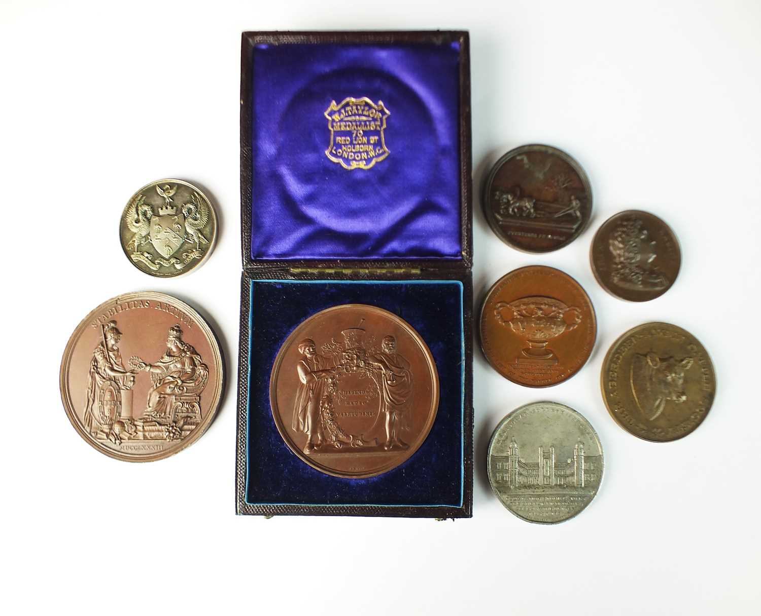 A collection of eight English and Foreign medallions