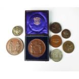 A collection of eight English and Foreign medallions