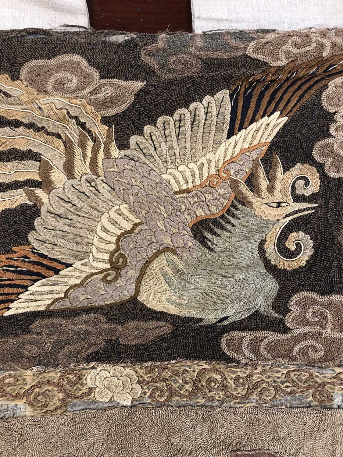 A Japanese embroidered wool wall hanging, Meiji period - Image 8 of 11