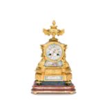 A French ormolu and enamel mantel clock