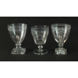 Three George III glass rummers