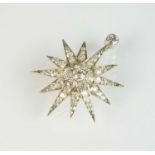 A Victorian diamond star burst brooch/pendant