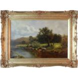 David Bates (British 1840-1921), On the Llugwy, Moorland Landscape oil on canvas