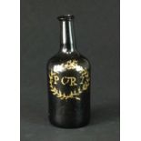 An 18th-century glass bottle