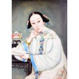 Follower of Lam Qua, a pair of Chinese School portraits of a woman