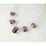 An amethyst and seed pearl necklace