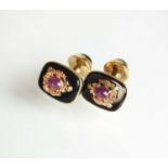 A pair of Italian ruby and onyx cufflinks