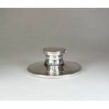 A large silver mounted capstan ink well