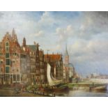 D*R* de Jongh (Dutch School), A riverside port scene