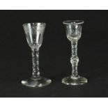 Two 18th wine glasses