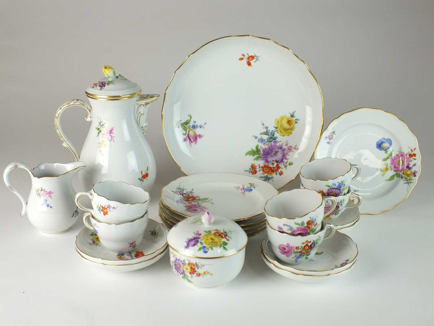 Meissen Deutsche Blumen coffee service, circa 1950s