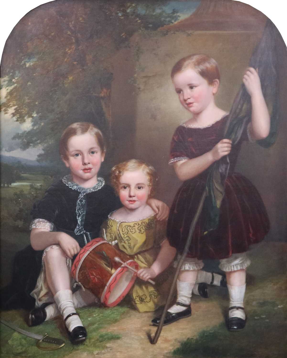 Attributed to Henry Spurrier Parkman (British, 1814-1864), Portrait of Three Children - Image 2 of 2