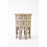 A Syrian octagonal occasional table, circa 1900, inlaid with mother-of-pearl, bone and white metal