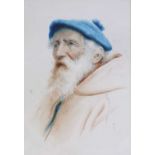 Swedish School (19th Century) Portrait of a Bearded Man wearing Cloak and Blue Hat