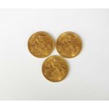 Three George V half sovereigns