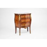 A French Louis XV style petite bombe commode, dated 1902