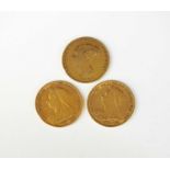 Three Victoria half sovereigns