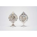 A near pair of Chinese silver pomanders