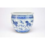 A Chinese blue and white jardiniere or fish bowl