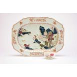 A Chinese famille rose dish and a teabowl