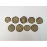 A collection of nine hammered silver coins from The Bridgwater Hoard