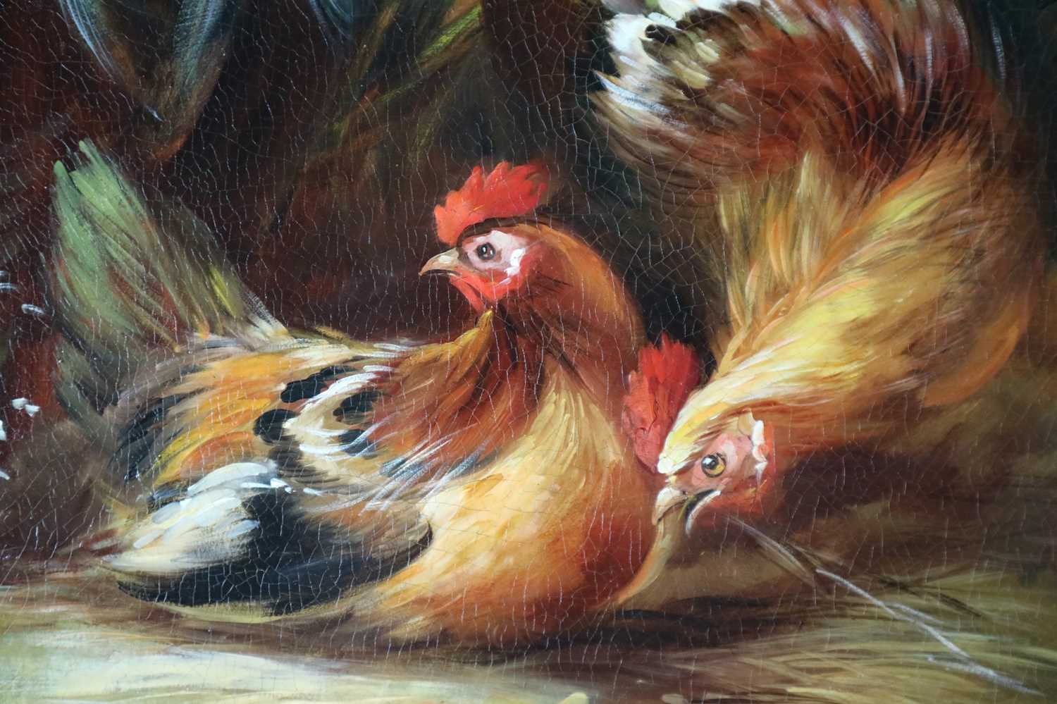 Attributed to Carl Jutz the Elder (1838-1916) Roaming Chickens in a Yard - Image 4 of 12