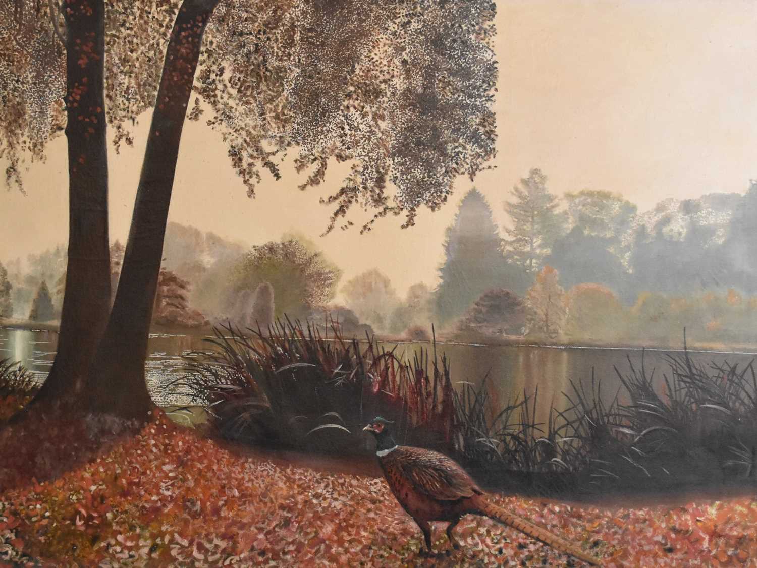 British School (Late 19th/early 20th century), a cock pheasant before a lake, oil