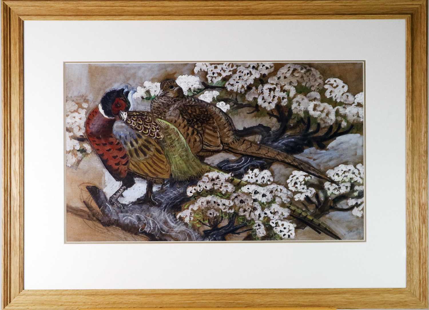 Charles Frederick Tunnicliffe OBE RA (1901-1979) Pheasants in Blossom - Image 2 of 3