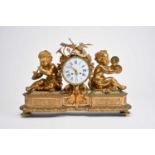 A very large French ormolu mantel figural clock, circa 1900