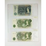 A collection of eighteen Bank of England banknotes