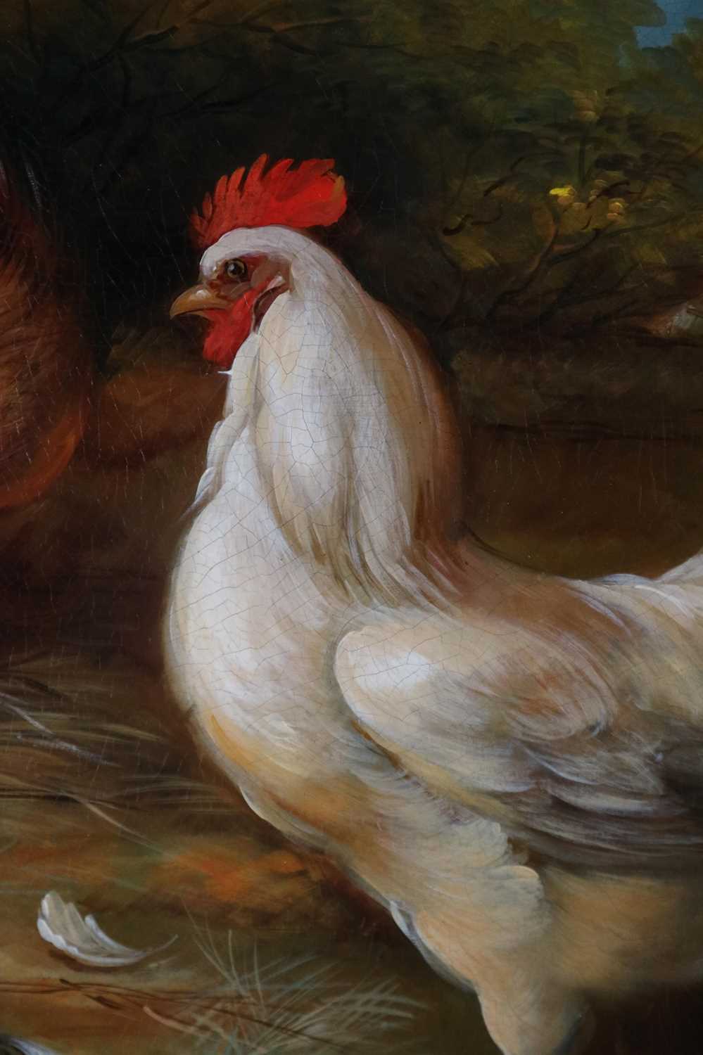 Attributed to Carl Jutz the Elder (1838-1916) Roaming Chickens in a Yard - Image 5 of 12