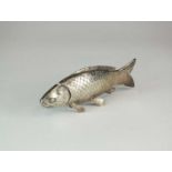 A 19th century Austrian silver novelty pounce pot in the form of a fish