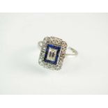 An Art Deco diamond and sapphire ring