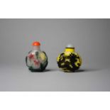 Two Chinese cameo glass snuff bottles