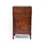 A 20th century mahogany chinoiserie cabinet and a mahogany toilet mirror