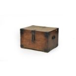 An iron-bound oak silver chest by Walker & Hall