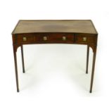 An early - mid 19th century mahogany concave fronted side table, with three frieze drawers, 93.5cm
