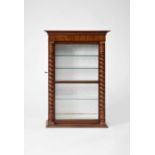 A Victorian walnut display cabinet, formerly the upper section to a bookcase