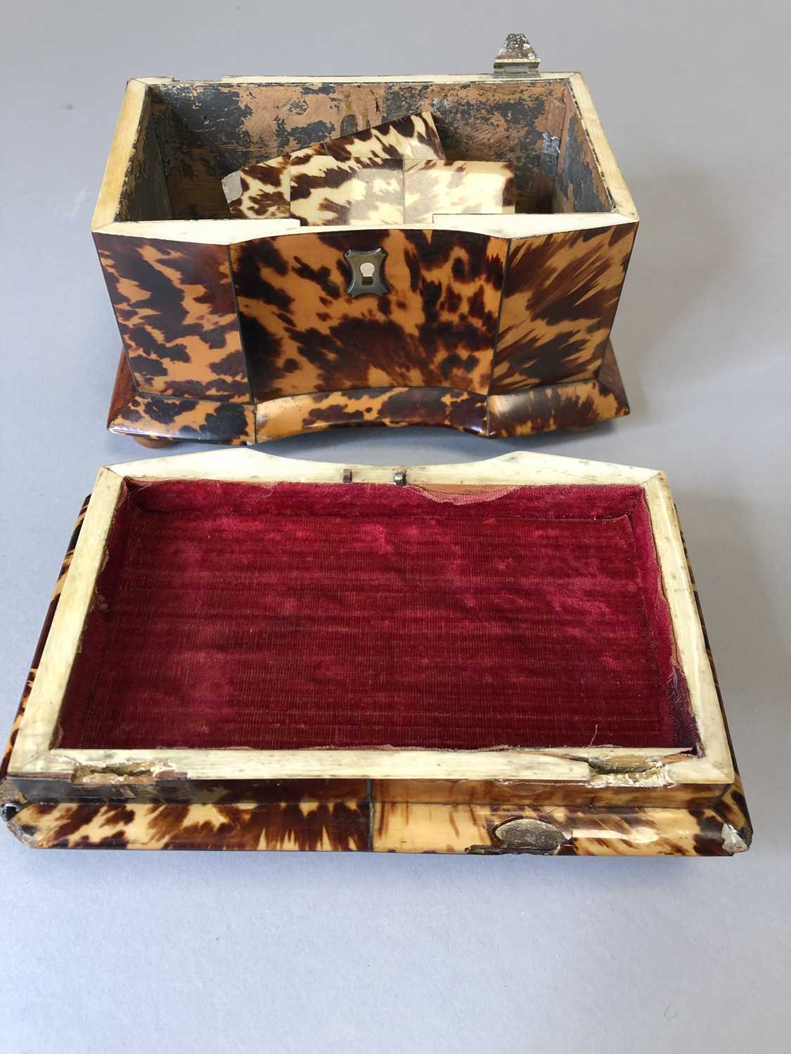 A 19th century toiseshell tea caddy and a later box - Image 11 of 11